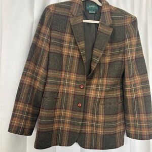 Ralph Lauren Brown and Tan Plaid Blazer